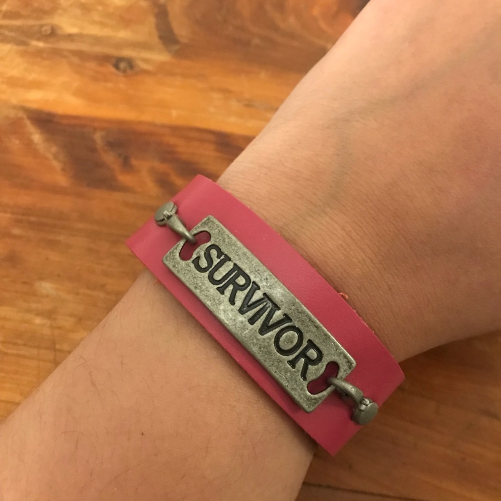 NWOT Breast Cancer Survivor Leather Bracelet